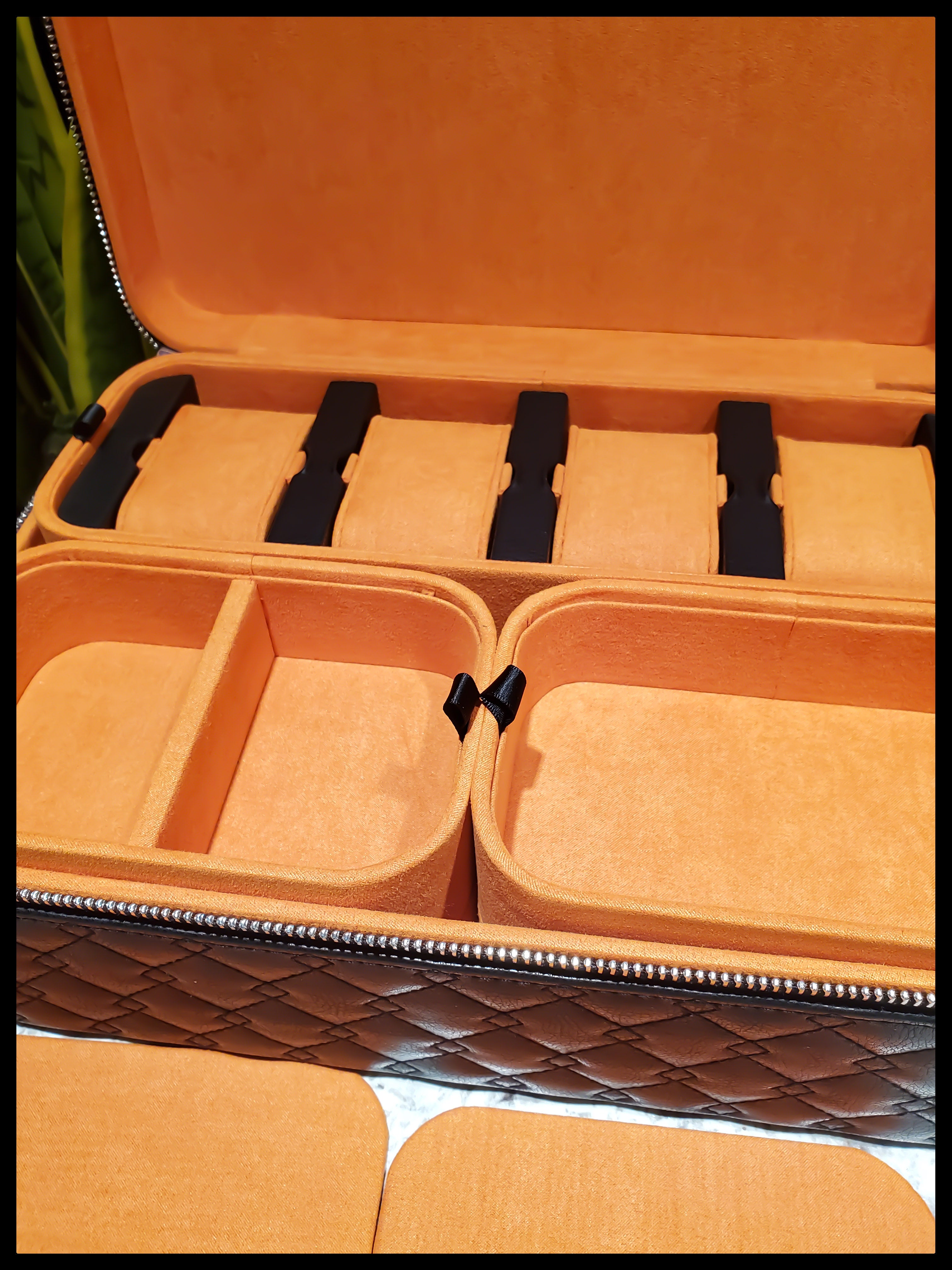 Black/Orange 3 Layer Jewelry Travel Case