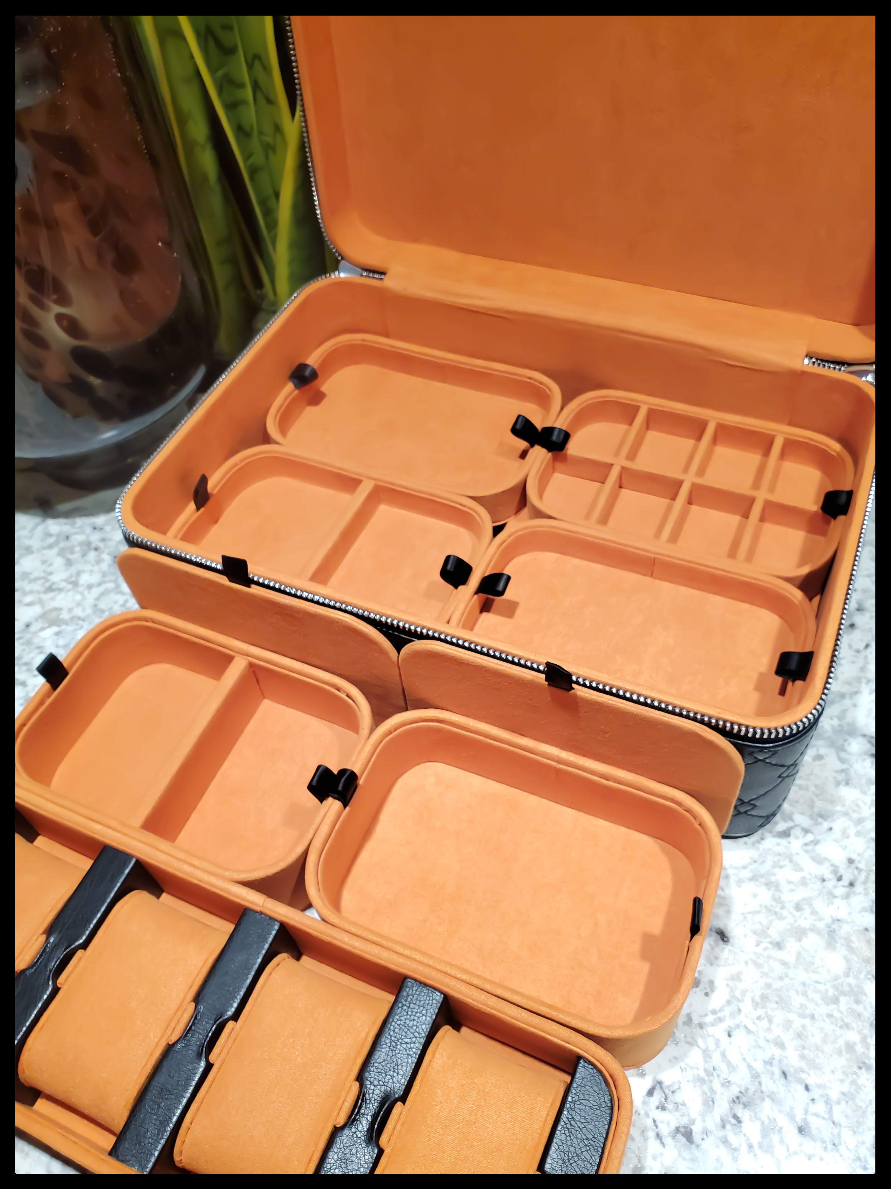 Black/Orange 3 Layer Jewelry Travel Case