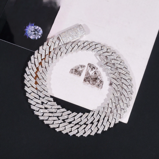 12mm 925 Sterling Silver Moissanite Cuban Link Chain