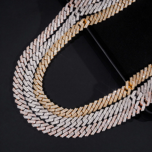 12mm 925 Sterling Silver Moissanite Cuban Link Chain