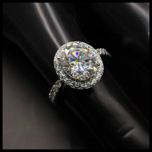 3 ct. Moissanite Oval Halo Ring