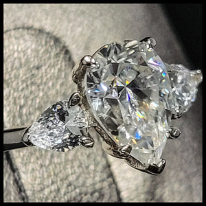 2 ct. Moissanite Triple Pear Ring