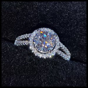 1 ct. Moissanite Round Halo Ring