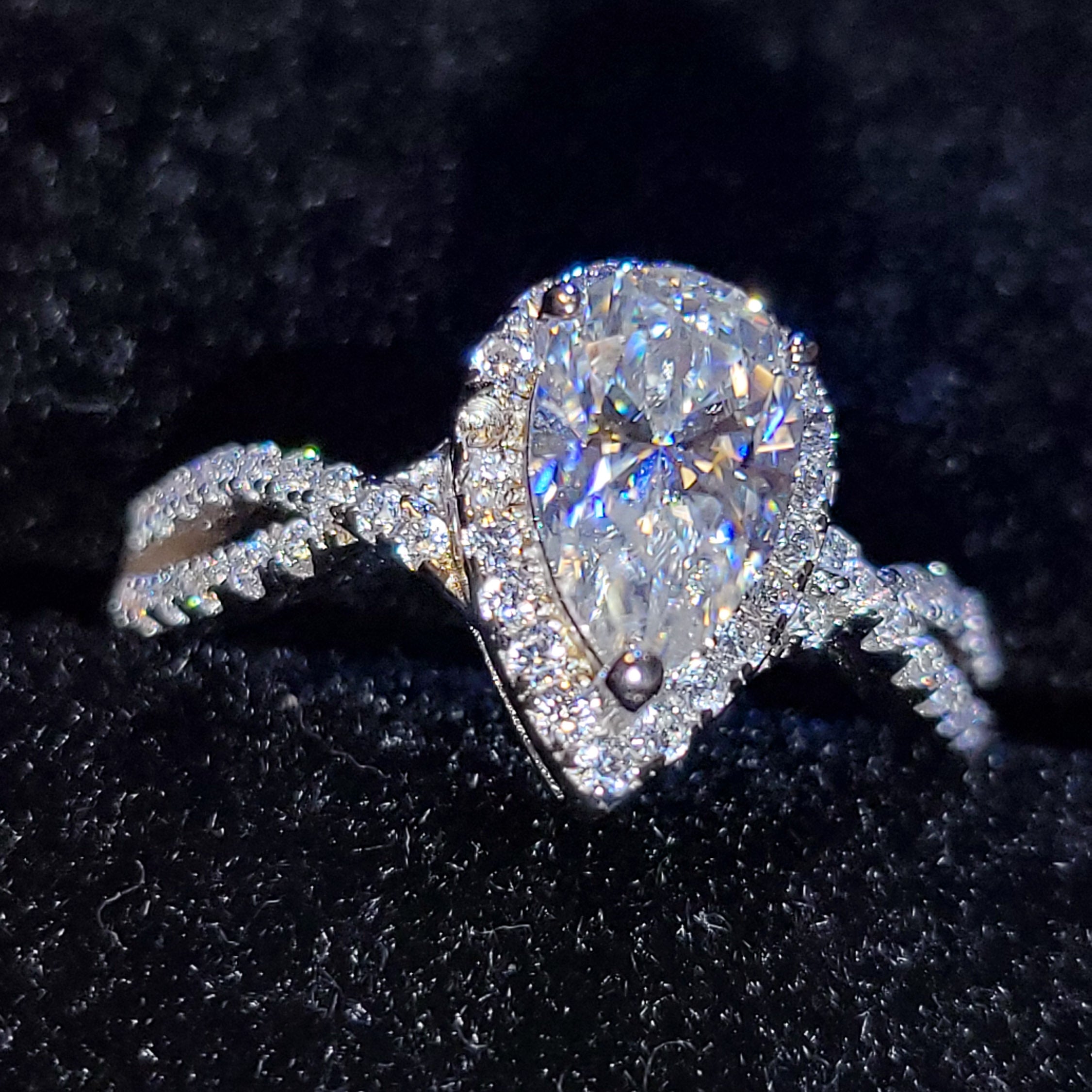 1 ct. Moissanite Pear Halo Ring