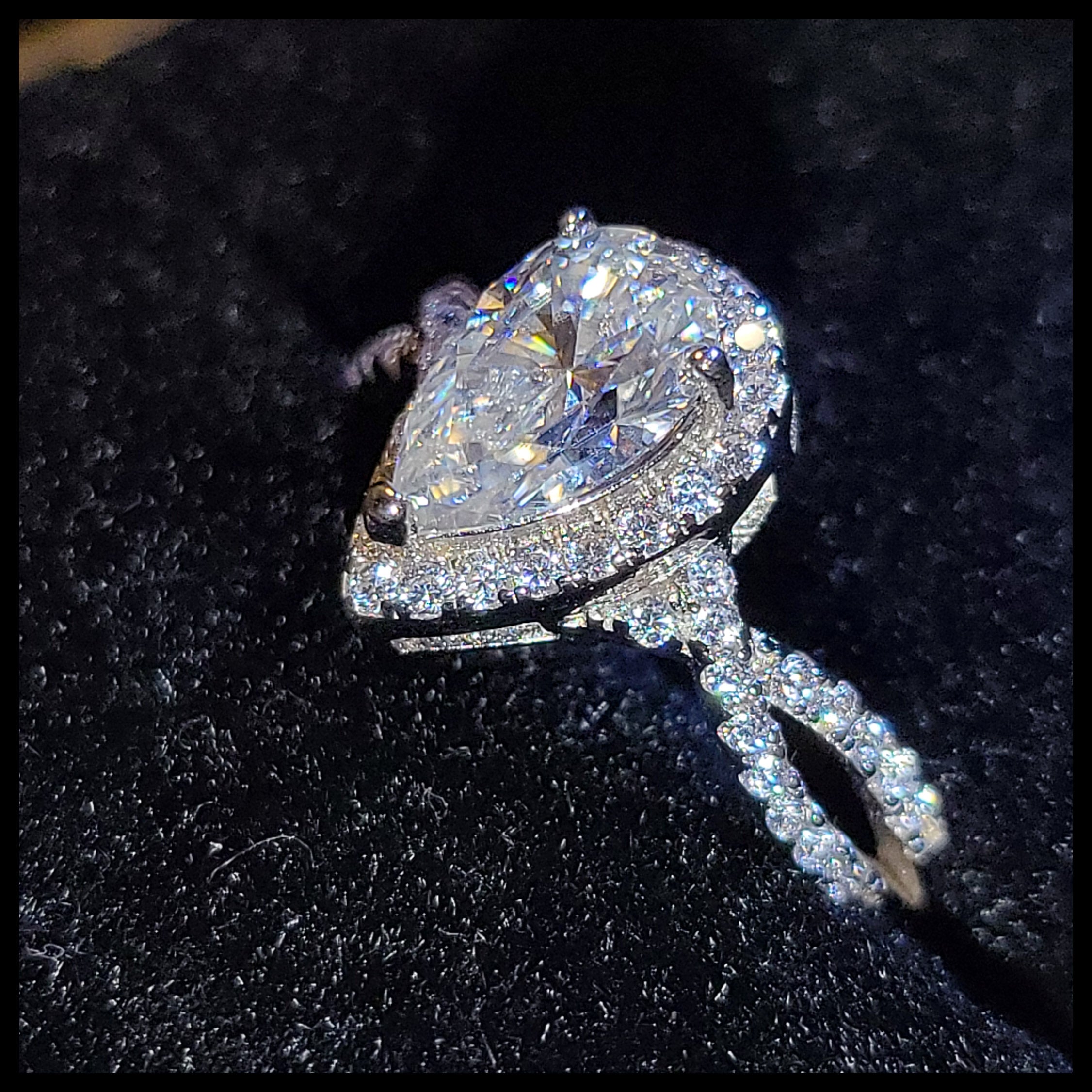 1 ct. Moissanite Pear Halo Ring